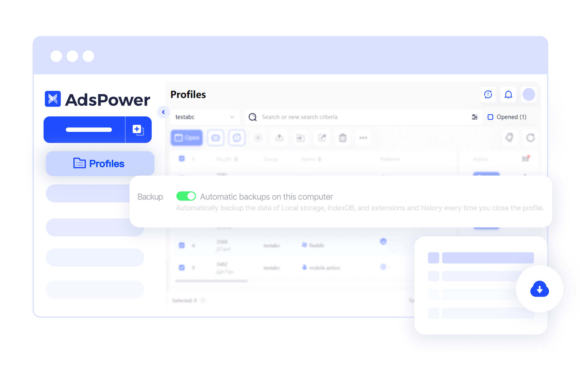 Cache Backup of Accounts Cache Backup of Accounts